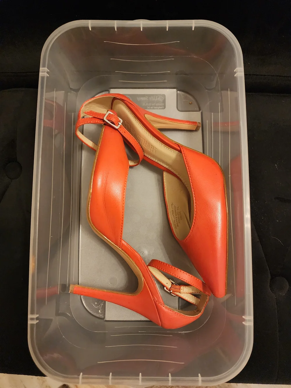 Colin Stuart Women’s Orange Pointed Ankle-Strap High Heels Size 7.5
